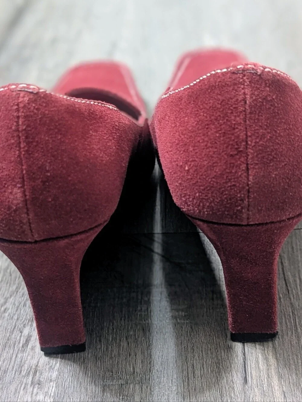 Ann Marino Suede Square Toe Wedge Heel Shoes